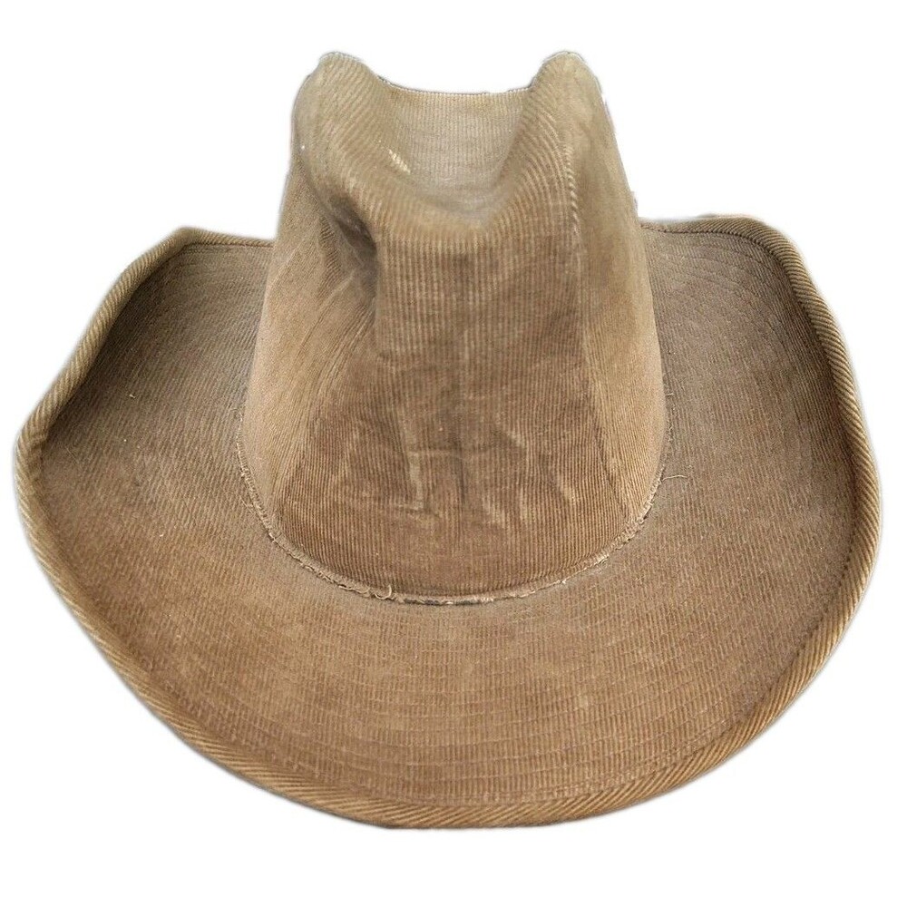 Vintage YA American West Brown Corduroy Cowboy Hat Medium 7-7 1/8 Western Retro